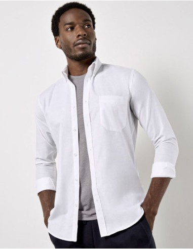 KUS-KK184-Men`s Slim Fit Workwear Oxford Shirt Long Sleeve